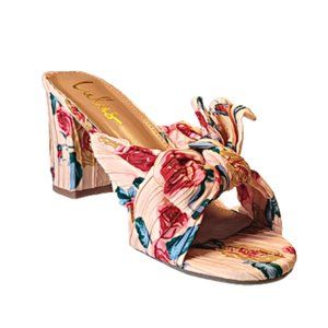 Dorothea Pink Floral Print Knotted High Heel Sandals